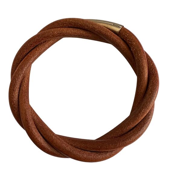 Hermes Brown Leather Tornado Bracelet - Picture 7 of 11